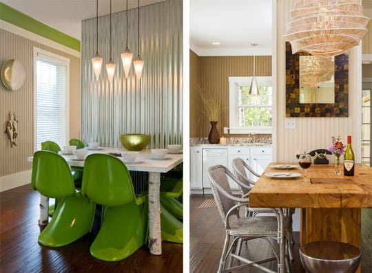 Two different cottage dining rooms 