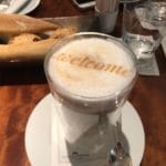 ‘Welcome’ cappuccino in the lounge of Le Royal Monceau Raffles 